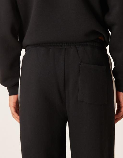 ASOS DESIGN Co-ord Wide Leg Joggers With Cut And Sew Panel In Black