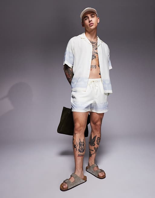 ASOS DESIGN co-ord with border print in cream