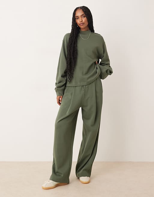 ASOS DESIGN co-ord with waffle panel detail in khaki - KHAKI
