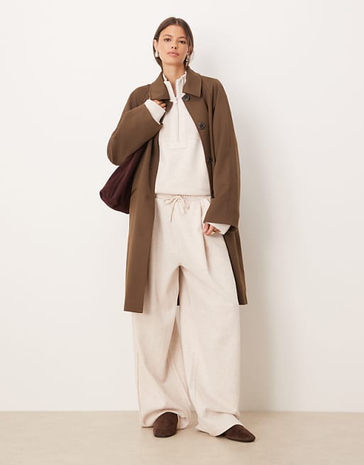 ASOS DESIGN co-ord with waffle panel detail in oatmeal - BEIGE