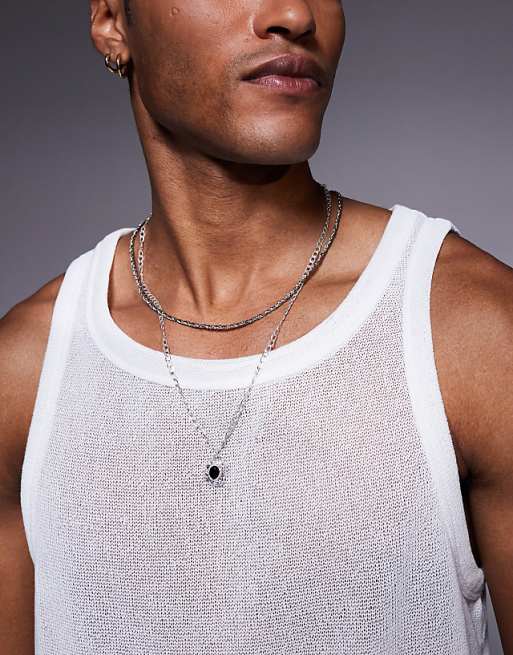 ASOS DESIGN Contrast Crew Neck Vest In Cream Texture