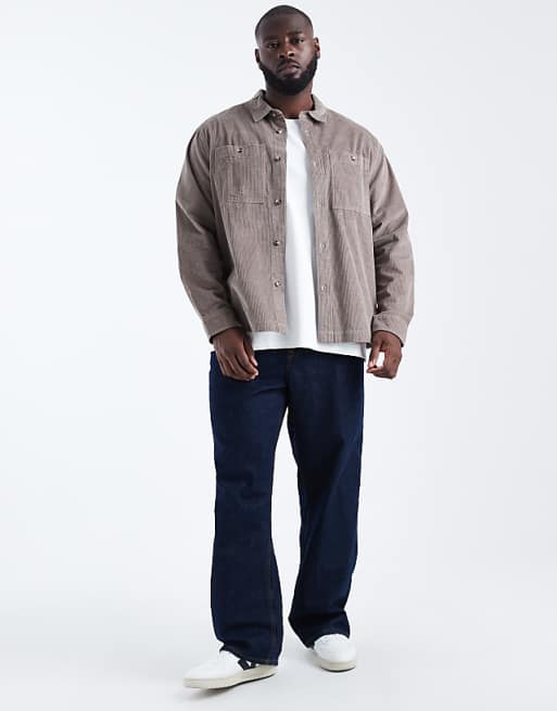 ASOS DESIGN Cord Overshirt In Beige