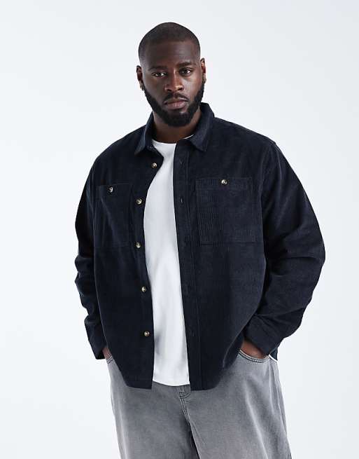 ASOS DESIGN Cord Overshirt In Black