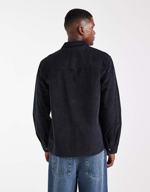 ASOS DESIGN Cord Overshirt In Black