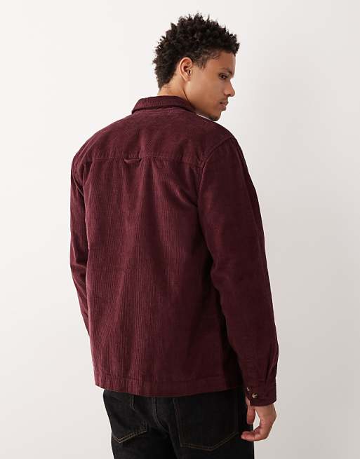 ASOS DESIGN Cord Overshirt In Burgundy