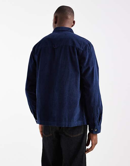 ASOS DESIGN Cord Overshirt In Navy