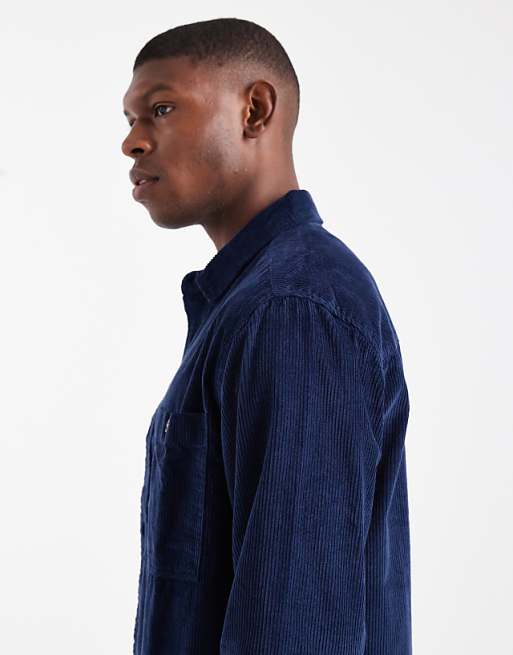 ASOS DESIGN Cord Overshirt In Navy