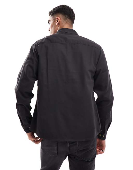 ASOS DESIGN Cotton Overshirt In Black