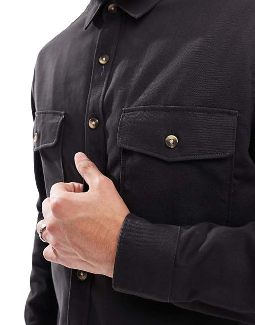 ASOS DESIGN Cotton Overshirt In Black