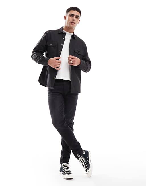 ASOS DESIGN Cotton Overshirt In Black