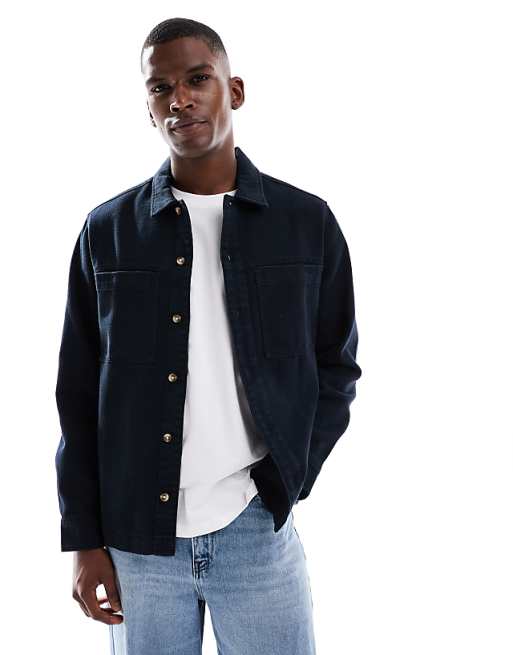 ASOS DESIGN cotton overshirt in black
