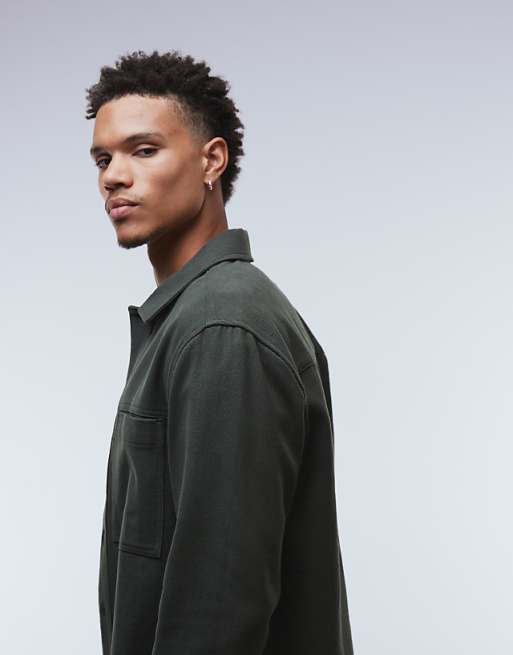 ASOS DESIGN Cotton Overshirt In Khaki