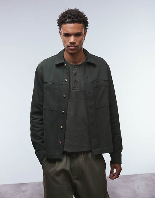 ASOS DESIGN cotton overshirt in khaki