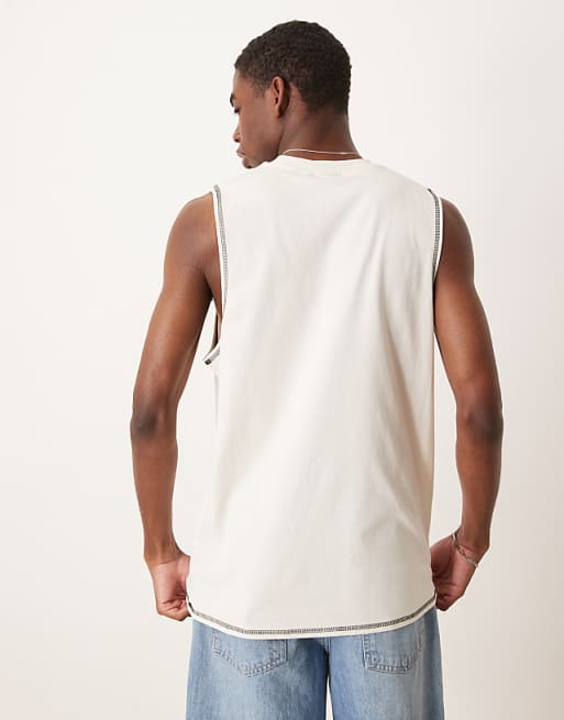 ASOS DESIGN Crew Neck Boxy Tank In Cream