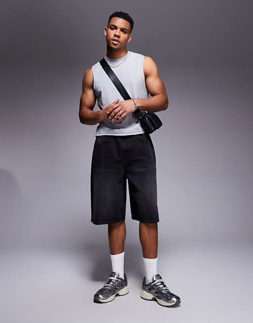 ASOS DESIGN Crew Neck Boxy Tank In Grey Marl