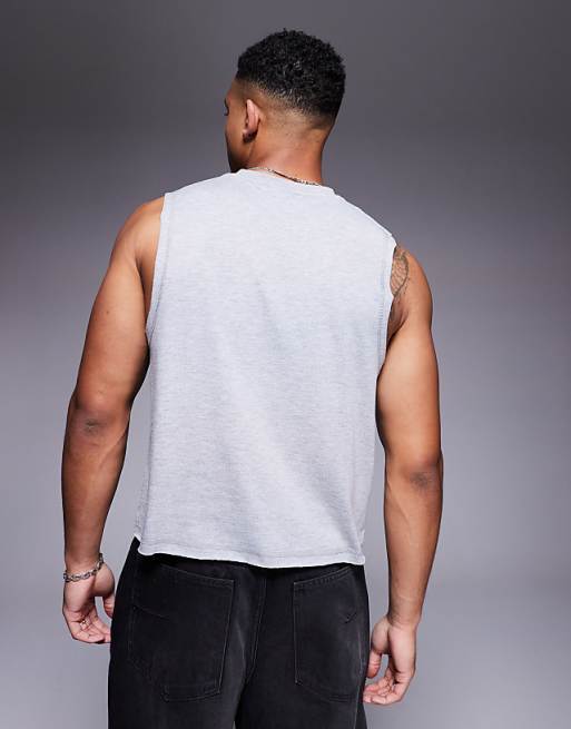 ASOS DESIGN Crew Neck Boxy Tank In Grey Marl