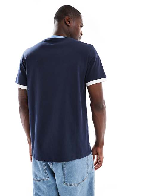 ASOS DESIGN Crew Neck Ringer T-shirt In Navy
