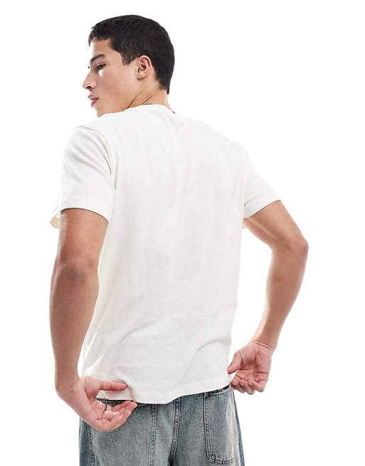 ASOS DESIGN Crew Neck T-shirt In Cream Linen Look