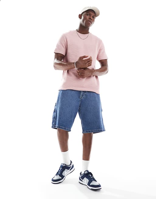 ASOS DESIGN Crew Neck T-shirt In Pink Boucle