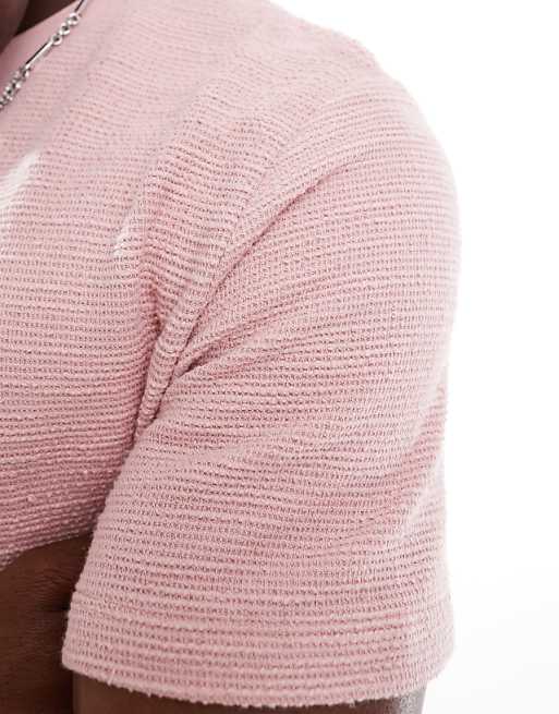 ASOS DESIGN Crew Neck T-shirt In Pink Boucle