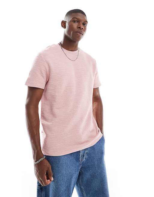 ASOS DESIGN crew neck t-shirt in pink boucle
