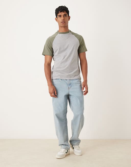 ASOS DESIGN Crew Neck T-shirt With Contrast Detail In Grey Marl