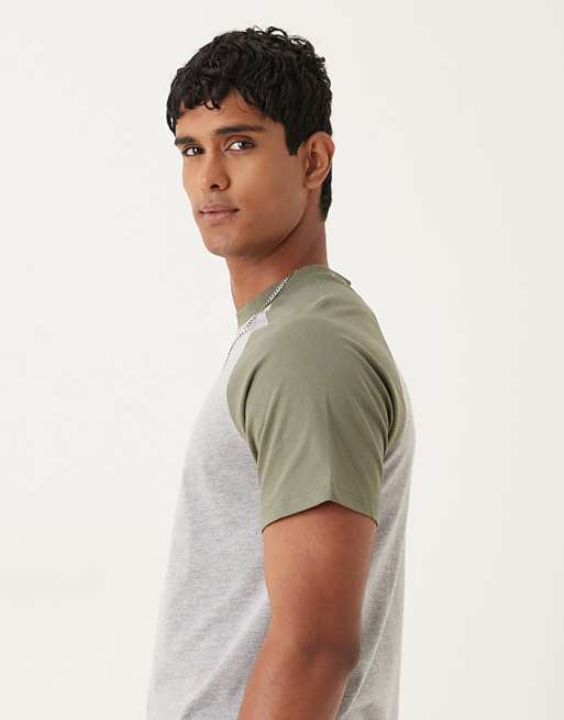 ASOS DESIGN Crew Neck T-shirt With Contrast Detail In Grey Marl