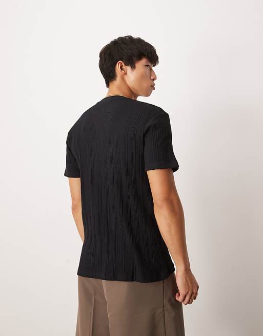 ASOS DESIGN Crew Neck Textured T-shirt In Black