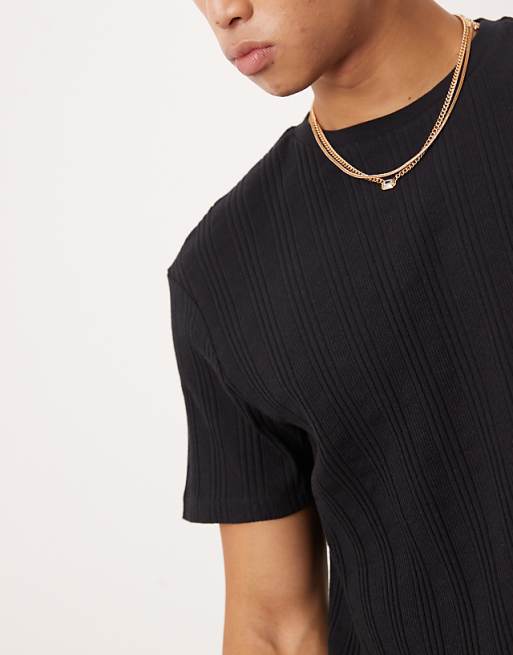 ASOS DESIGN Crew Neck Textured T-shirt In Black