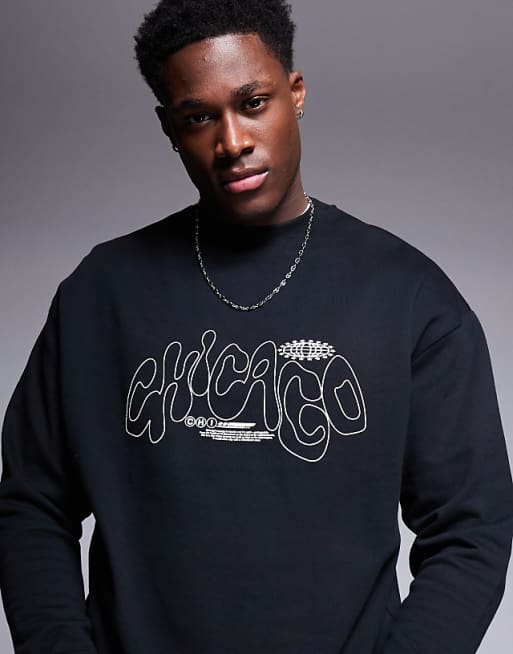 ASOS DESIGN crew with city print in black