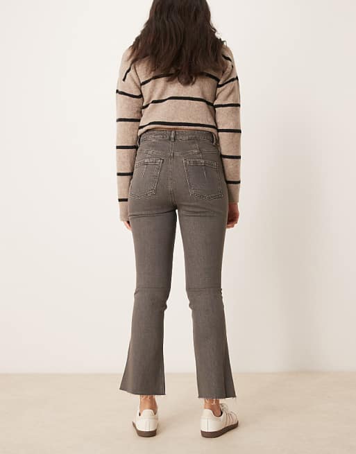ASOS DESIGN Cropped Kick Flare Jean In Brown Overdye