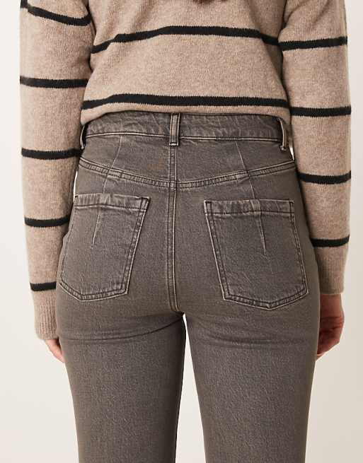 ASOS DESIGN Cropped Kick Flare Jean In Brown Overdye