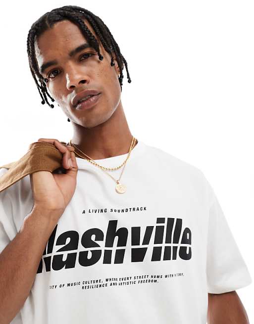 ASOS DESIGN Cropped Oversized T-shirt With City Graphic In White