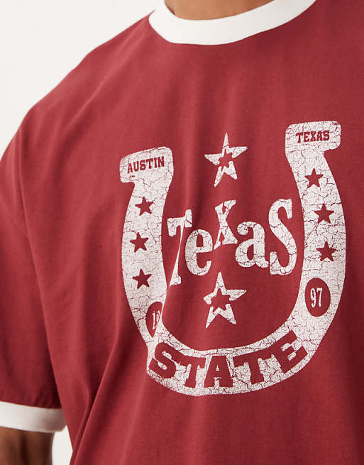 ASOS DESIGN Cropped Oversized T-shirt With Horse Shoe Graphic In Rusty Red