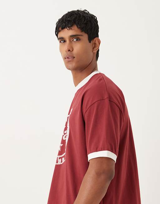 ASOS DESIGN Cropped Oversized T-shirt With Horse Shoe Graphic In Rusty Red