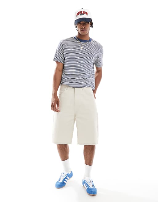ASOS DESIGN Cropped T-shirt In Blue And White Stripe