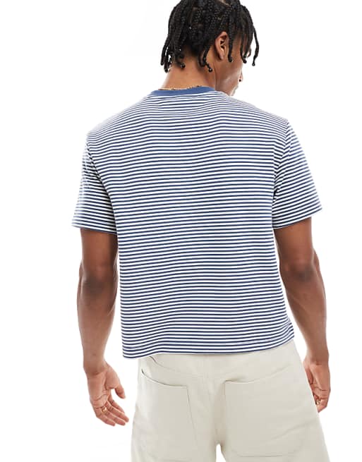 ASOS DESIGN Cropped T-shirt In Blue And White Stripe