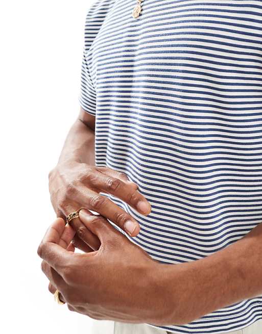 ASOS DESIGN Cropped T-shirt In Blue And White Stripe
