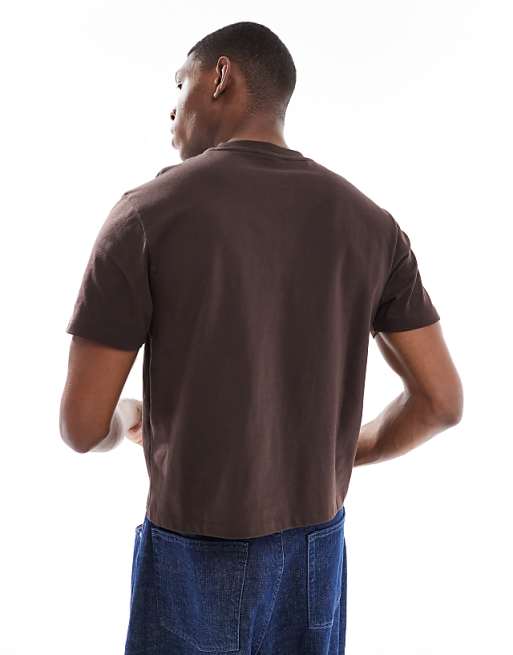 ASOS DESIGN Cropped T-shirt With Brasil Sports Graphic In Brown