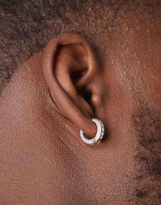 ASOS DESIGN Crystal Hoop Earrings In Silver Tone