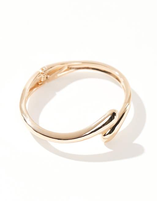 ASOS DESIGN Cuff Bracelet With Wrap Around Design In Gold Tone