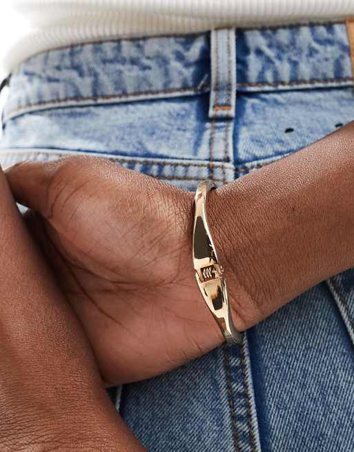ASOS DESIGN Cuff Bracelet With Wrap Around Design In Gold Tone