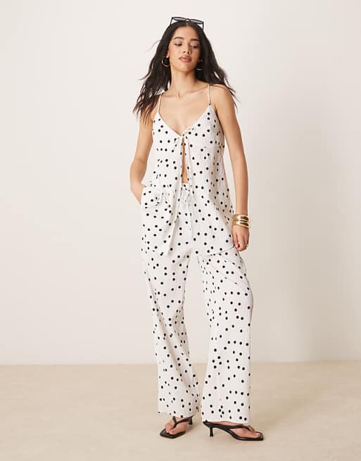 ASOS DESIGN Curve gold chain satin top and trousers co-ord in khaki