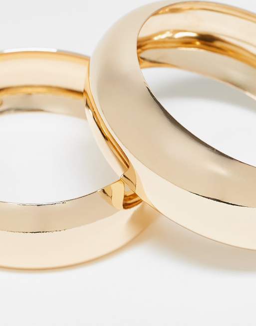 ASOS DESIGN Curve Pack Of 4 Shiny Gold Bangles