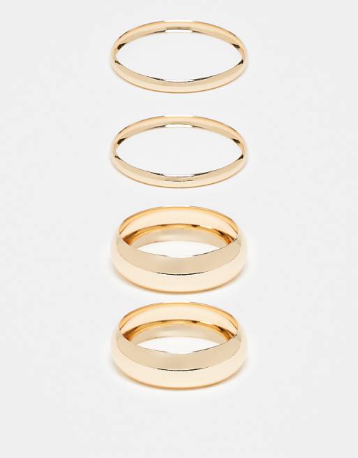 ASOS DESIGN Curve pack of 4 shiny gold bangles