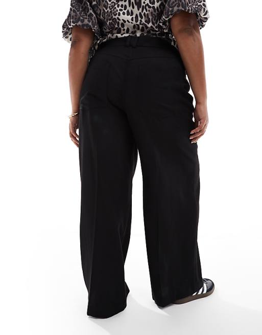 ASOS DESIGN Curve Relaxed Straight Leg Trousers With 5 Pocket Detail In Black