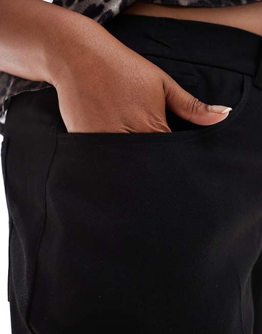 ASOS DESIGN Curve Relaxed Straight Leg Trousers With 5 Pocket Detail In Black