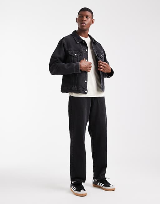 ASOS DESIGN denim jacket and jeans co-ord in black
