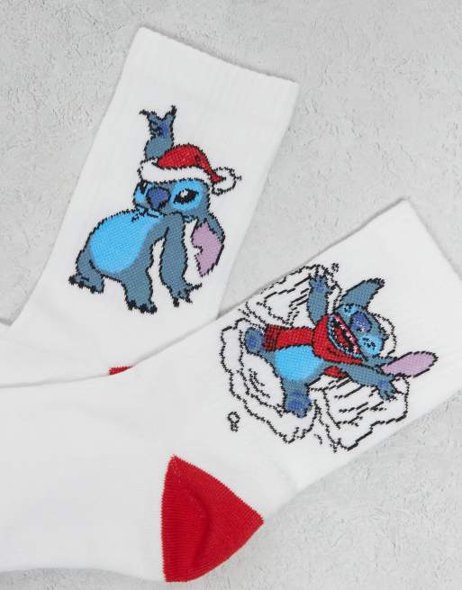 ASOS DESIGN Disney 2 Pack Socks With Christmas Stitch Graphic In White