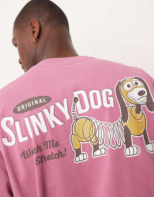 ASOS DESIGN Disney Pixar Oversized T-shirt With Slinky Print In Pink